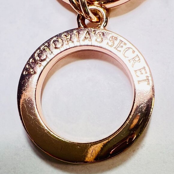 Y2K Victorias Secret Rose Gold-Tone Link Bracelet Crystal Angel Wings Toggle 7" - Picture 5 of 8